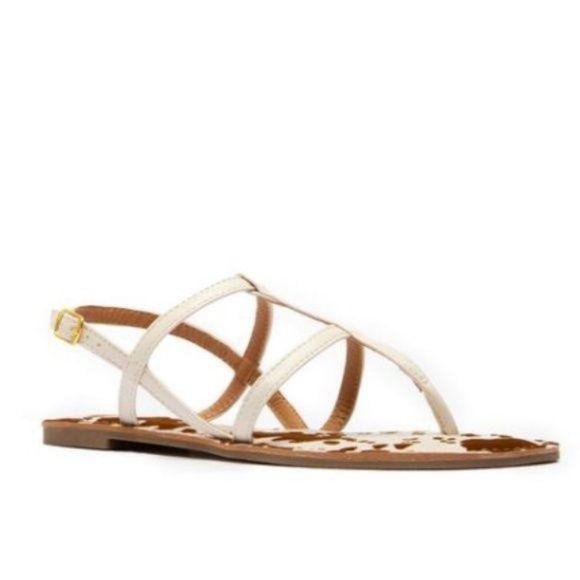 Strappy Cow Print Sandals in Cream - Picture 4 of 5